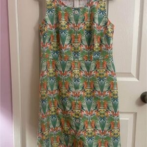 Talbots Multicolor Tropical Print Midi Dress